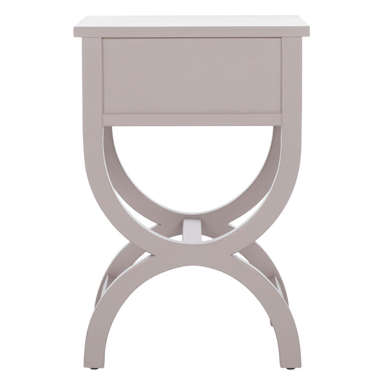 Dalat Vintage White Poplar Wood Night Table with Zinc Knob