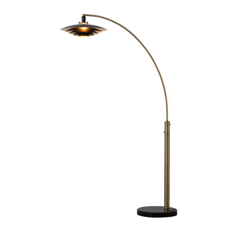 Rancho Mirage 83" Weathered Brass and Black Arc Floor Lamp