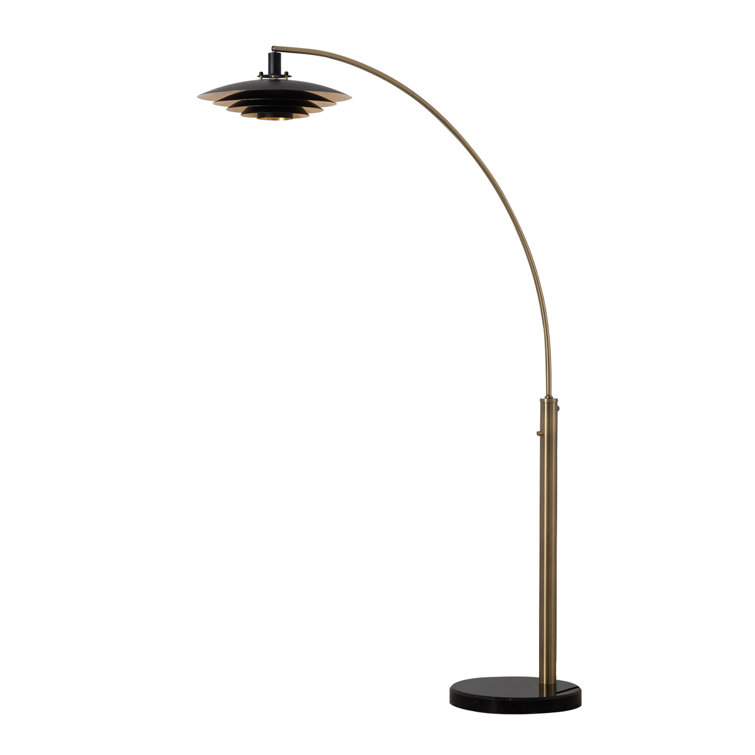 Rancho Mirage 83" Weathered Brass and Black Arc Floor Lamp