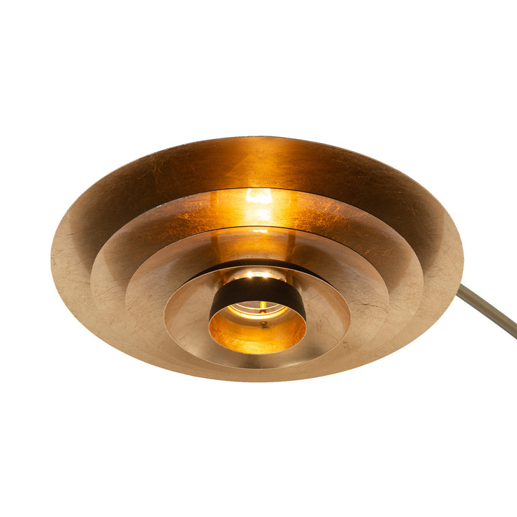 Rancho Mirage 83" Weathered Brass and Black Arc Floor Lamp