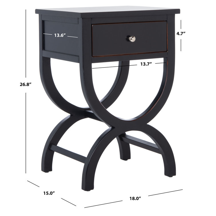 Safavieh Transitional Black Wood and Metal Nightstand with Storage