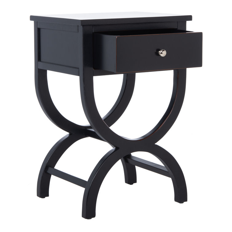 Safavieh Transitional Black Wood and Metal Nightstand with Storage