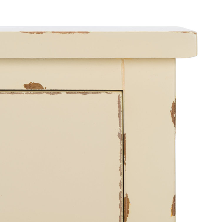 Vintage Cream Transitional Poplar End Table with Zinc Knob