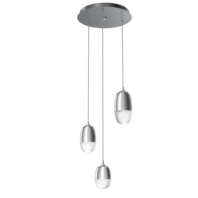 Pebble-Inspired 3-Light LED Pendant in Classic Silver