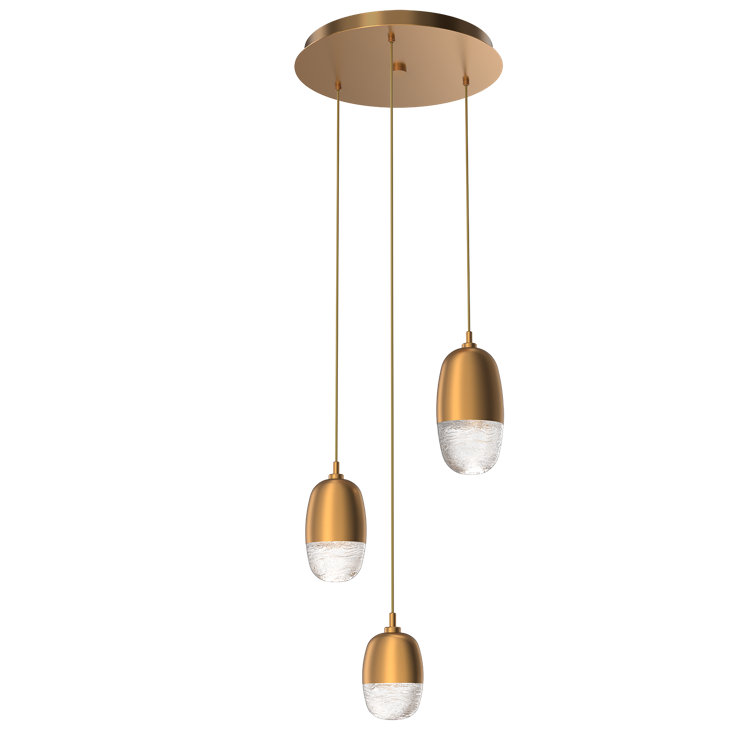 Pebble 3-Light Novel Brass LED Cluster Globe Pendant