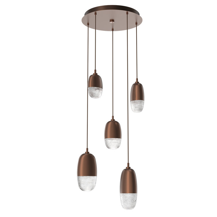 Burnished Bronze Pebble-Inspired 5-Light LED Cluster Pendant