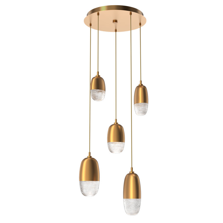 Matte Black and Brass LED Pebble Multi Light Pendant