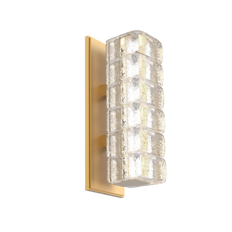 13'' Gilded Brass Modern Wall Sconce with Clear Glass Diffusers