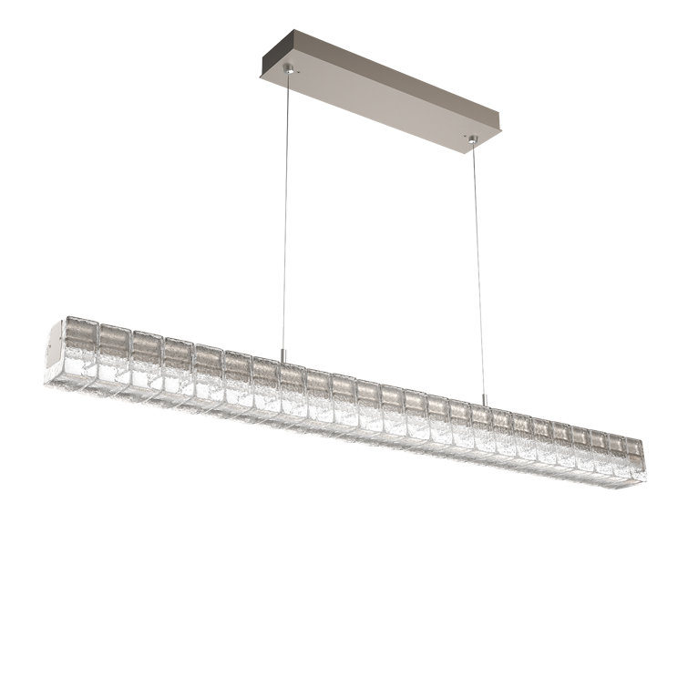 Asscher LED Sleek Silver Island Pendant with Clear Glass