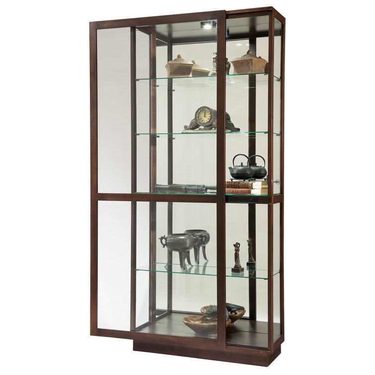 Espresso Brown Lighted Glass Curio Cabinet