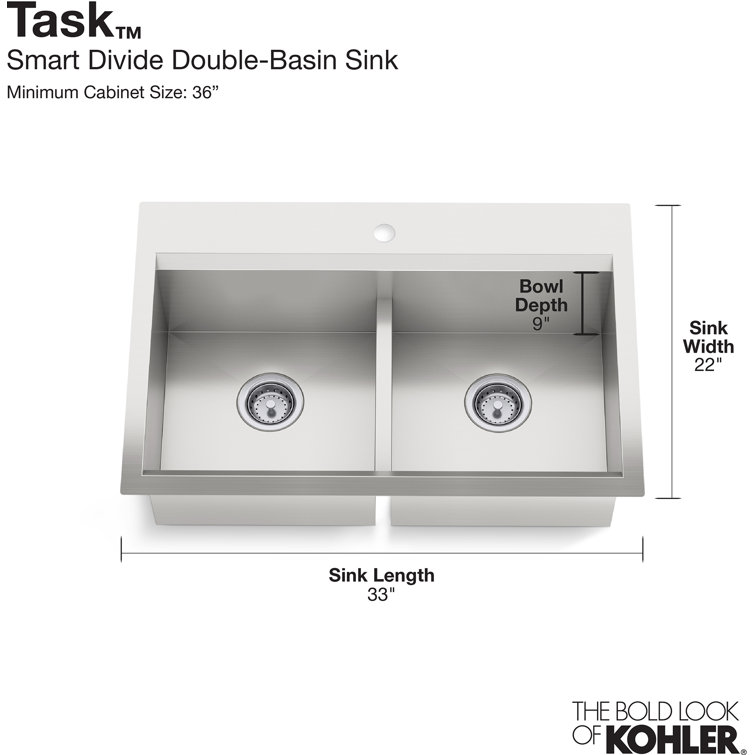 33-Inch Stainless Steel Double-Bowl Workstation Kitchen Sink