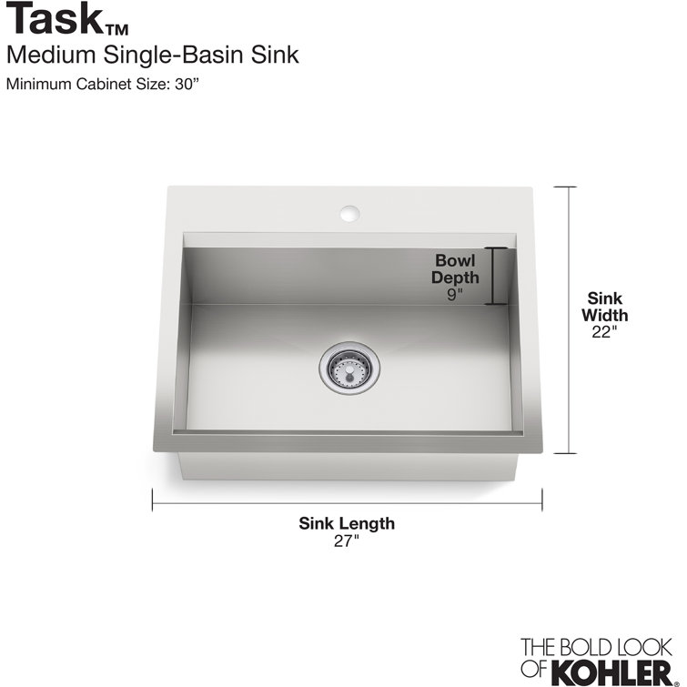 27-Inch Stainless Steel Drop-In Workstation Kitchen Sink with Bamboo Cutting Board