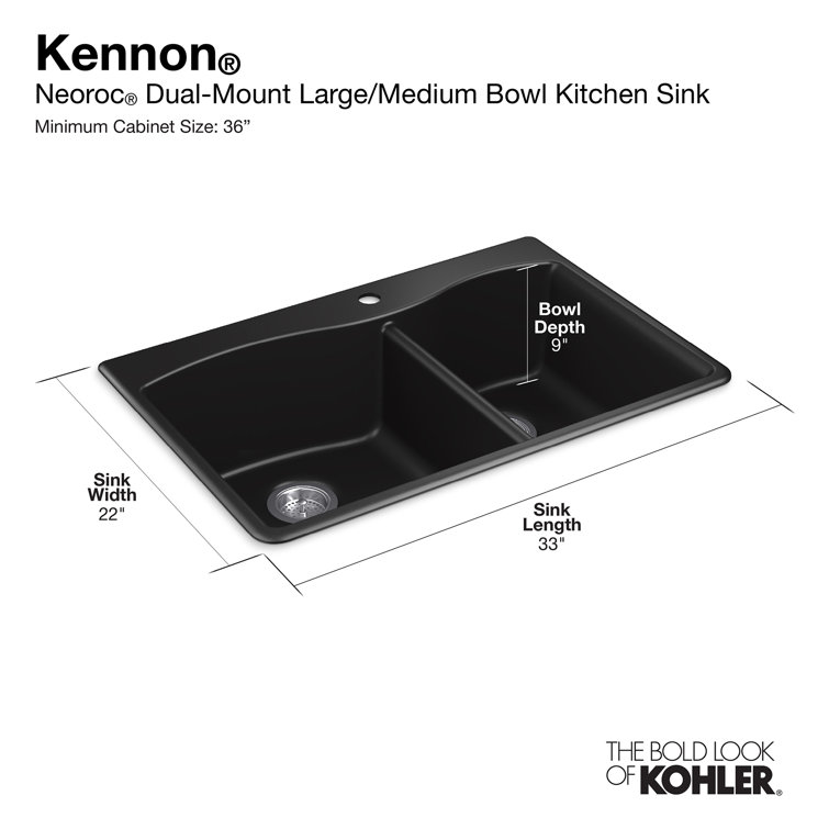 Matte Black Granite Composite Double Bowl Drop-In Kitchen Sink