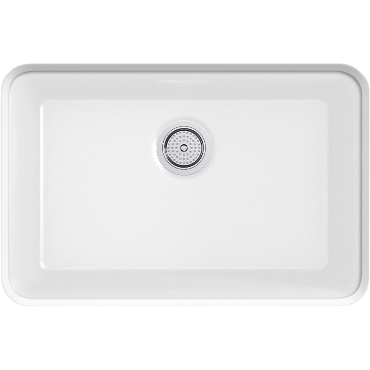 Matte White Neoroc Composite Undermount Single-Bowl Kitchen Sink