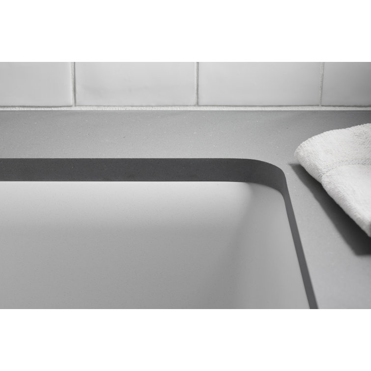 Cairn Matte White 33.5" Undermount Single-Bowl Kitchen Sink with Rack
