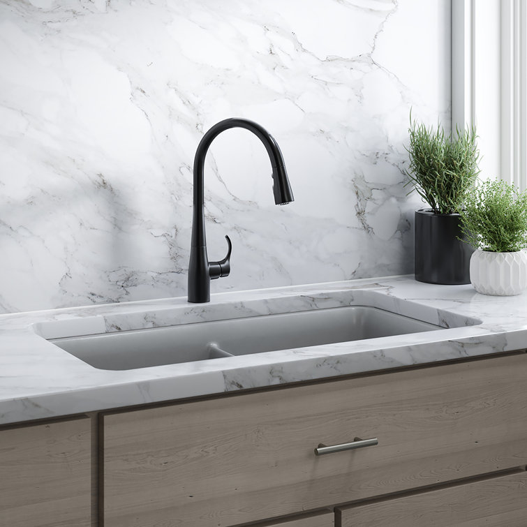 Matte Grey Stone Double-Bowl Undermount Kitchen Sink