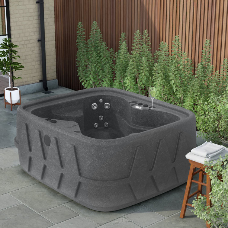 Graystone 4-Person Plug & Play Hot Tub with LED Waterfall