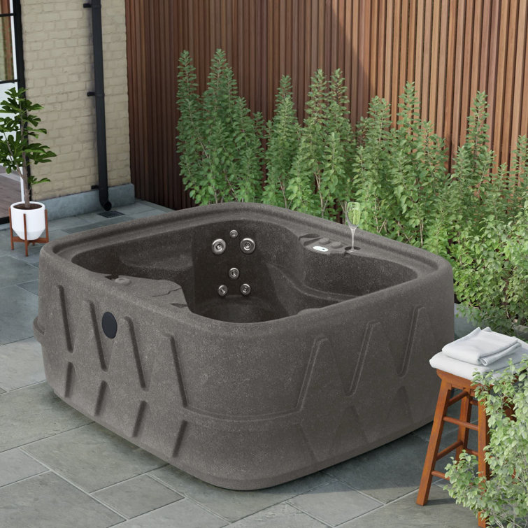 Keystone Gray Polyethylene 4-Person 20-Jet Hot Tub with LED Waterfall