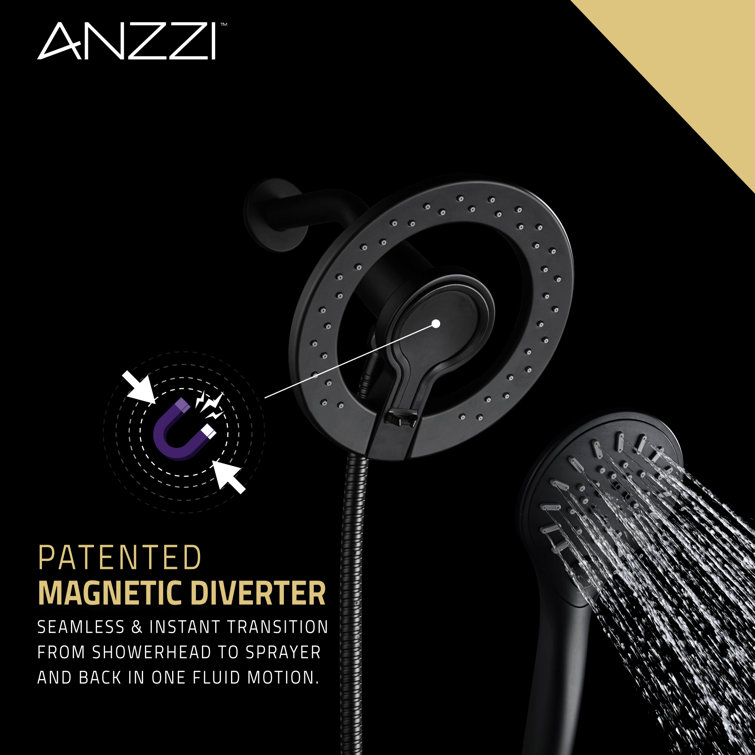 Matte Black Dual Shower Head with Magnetic Diverter