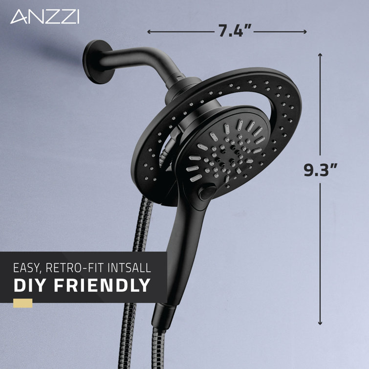 Matte Black Dual Shower Head with Magnetic Diverter