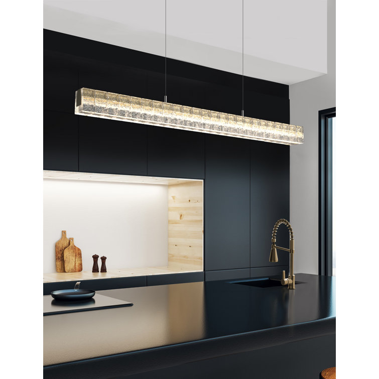 Asscher 48" Novel Brass LED Island Pendant with Clear Glass