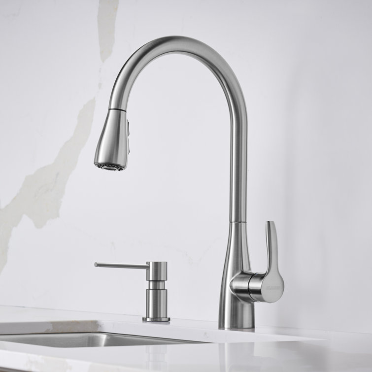 High-Arc Stainless Steel Kitchen Faucet with Dual Spray Pull-Down