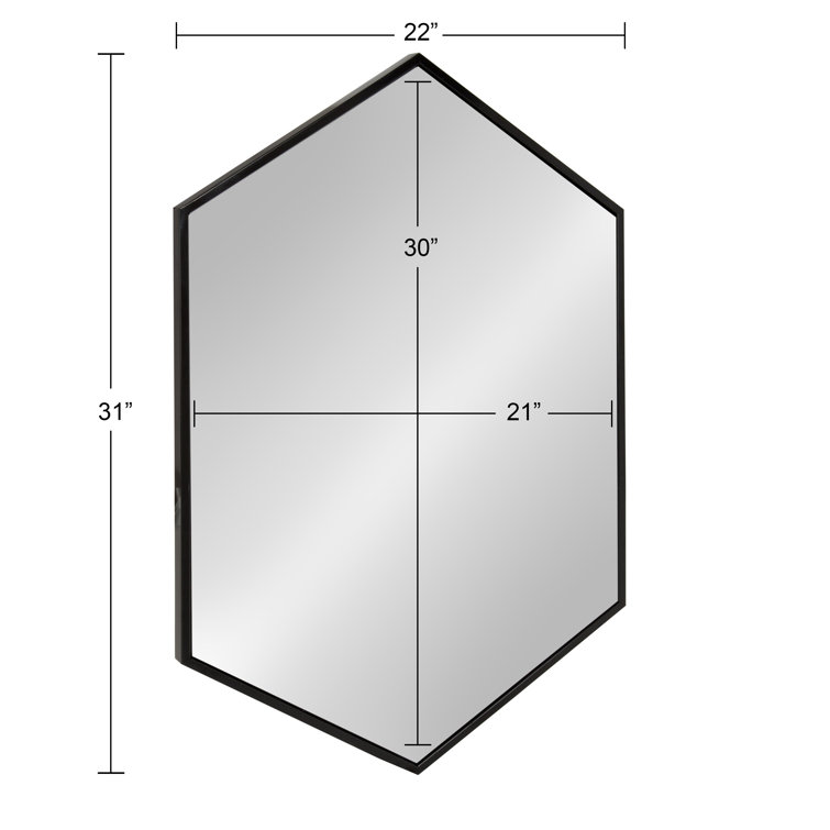 Elegant Hexagon Black Iron Wall Mirror, 31x22 Inch