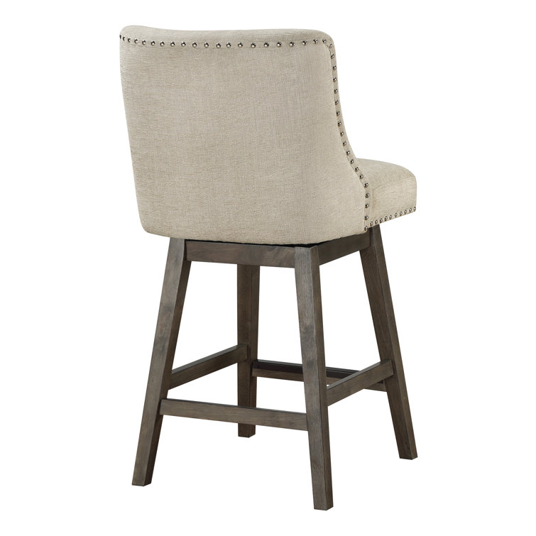 Granville 26'' Swivel Counter Stool with Wheat Beige Fabric and Gray Wood