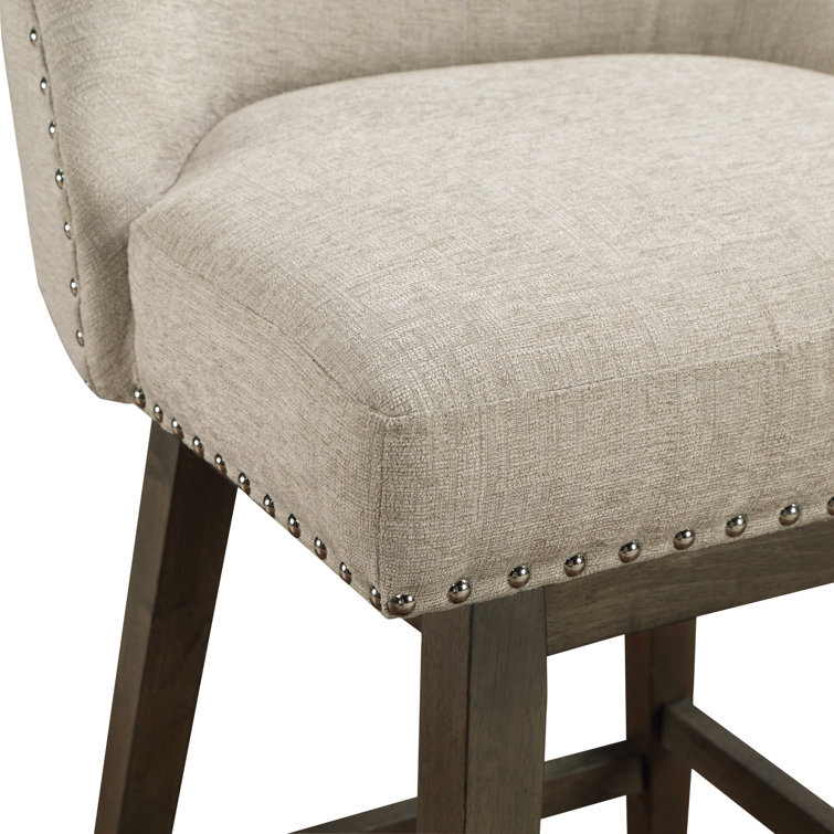 Granville 26'' Swivel Counter Stool with Wheat Beige Fabric and Gray Wood