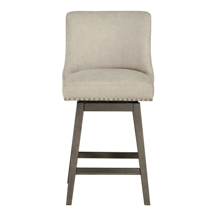 Granville 26'' Swivel Counter Stool with Wheat Beige Fabric and Gray Wood