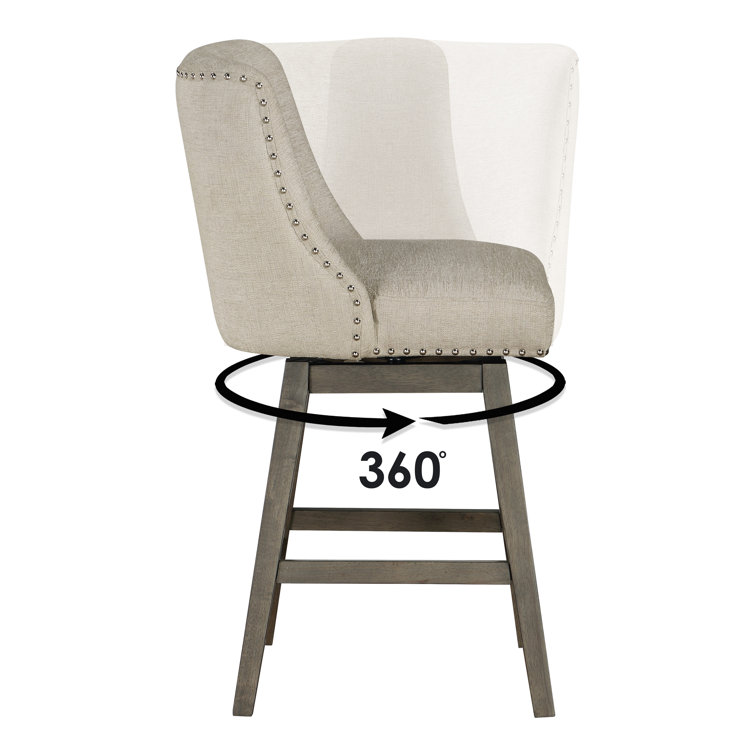 Granville 26'' Swivel Counter Stool with Wheat Beige Fabric and Gray Wood