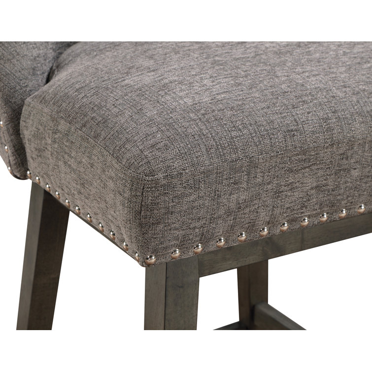 Granville Charcoal Fabric Swivel Counter Stool with Gray Wood Frame