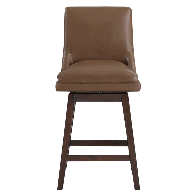 Molasses Faux Leather Swivel Counter Stool in Dark Walnut