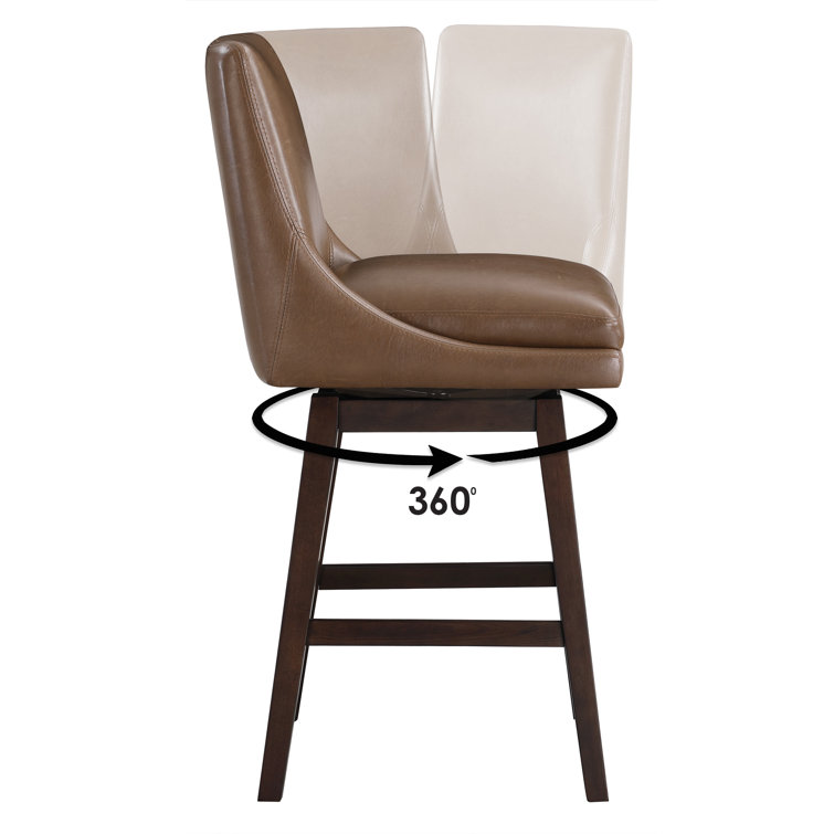 Molasses Faux Leather Swivel Counter Stool in Dark Walnut