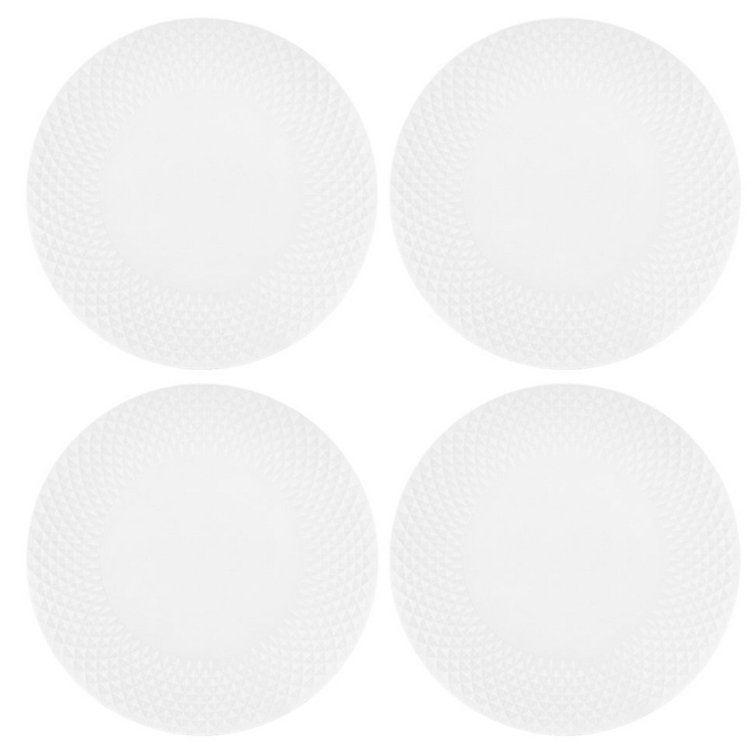 Handcrafted White Porcelain Bread and Butter Plates, Set of 4