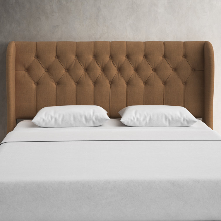 Zuma Natural Textured Linen Tufted California King Upholstered Headboard
