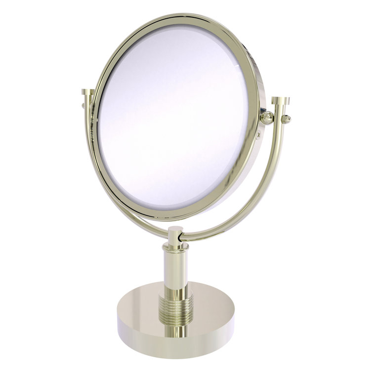 Polished Nickel 8-Inch Vanity Makeup Mirror with 5X Magnification