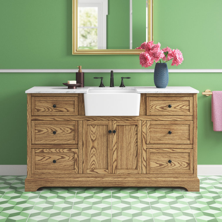 Driftwood 60" Single Bathroom Vanity with Carrara White Marble Top