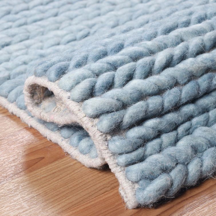 Juniper Light Blue Handmade Braided Wool 8' x 10' Area Rug