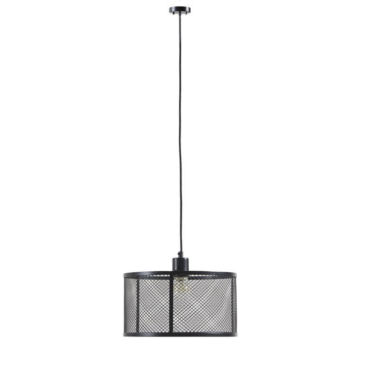 Black Metal Mesh Drum Pendant Light