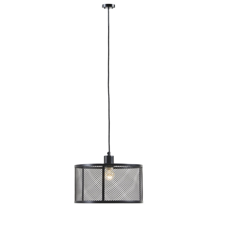 Black Metal Mesh Drum Pendant Light