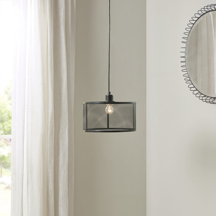 Black Metal Mesh Drum Pendant Light