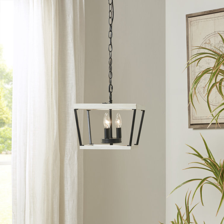 Adele White and Black Farmhouse Metal Pendant Light