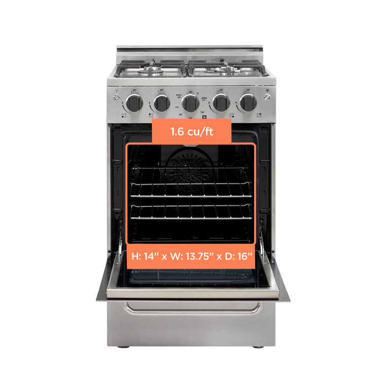 Prestige 20" Stainless Steel Freestanding Gas Range with Convection Oven