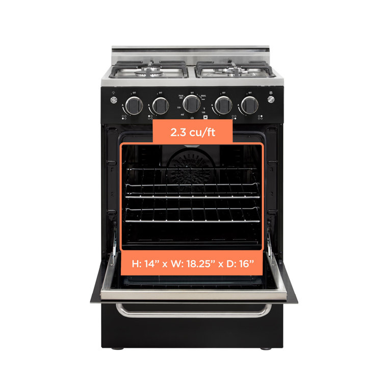 Sleek Modern 24" Black Freestanding Gas Convection Range