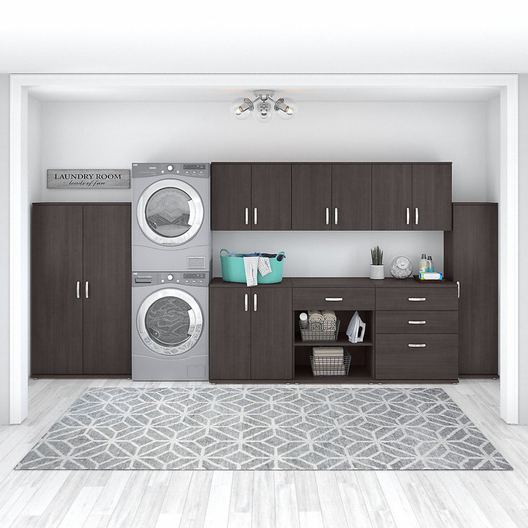Storm Gray Freestanding Laundry Cabinet with Adjustable Shelving