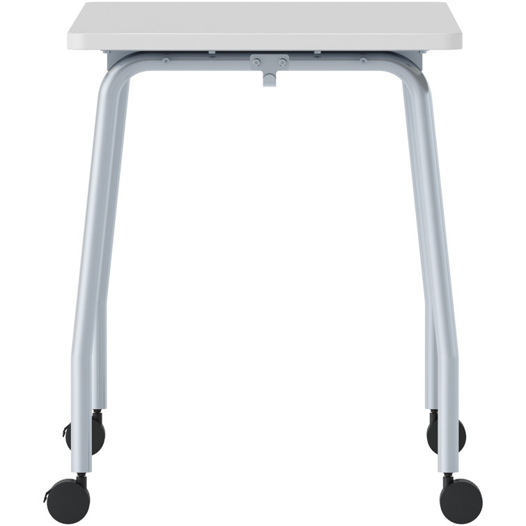 Gray and Silver Rectangular Training Table with Casters