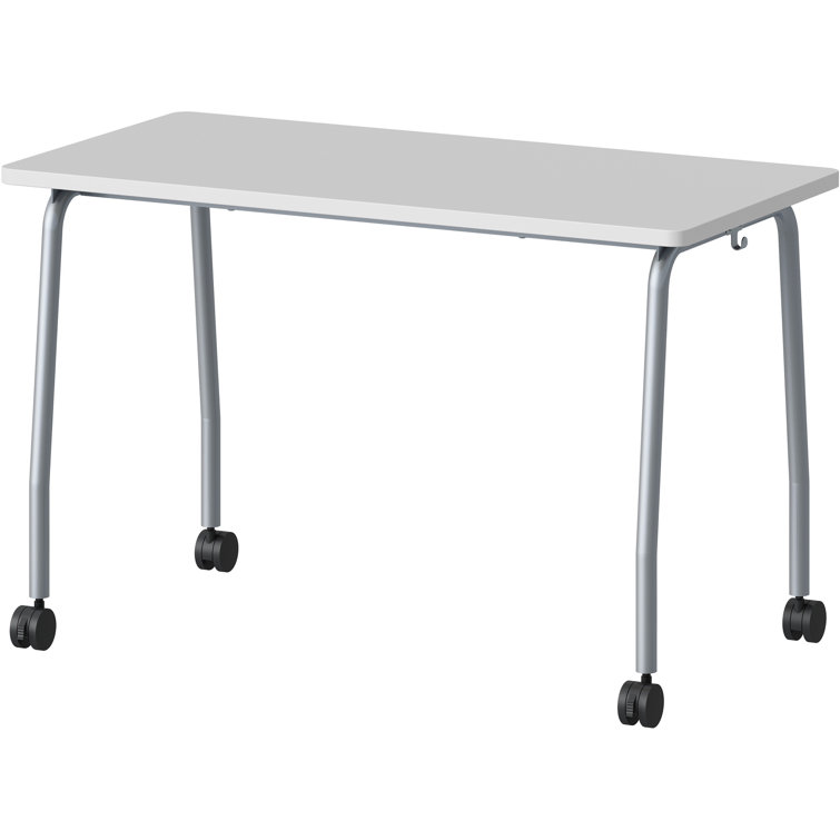 Gray and Silver Rectangular Training Table with Casters