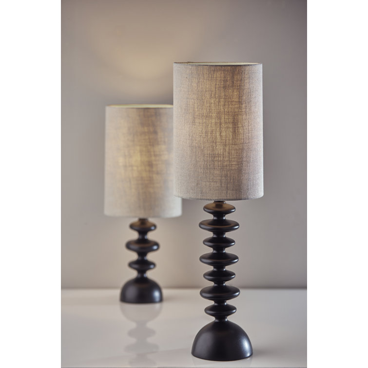 Jamie Black Matte Buffet Lamp with Taupe Drum Shade