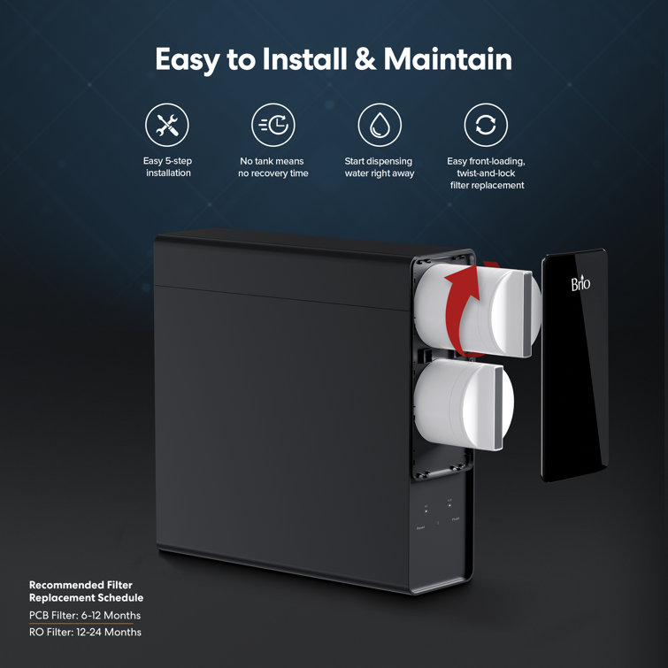 Brio Black Tankless Reverse Osmosis Water Filtration System with Smart Faucet